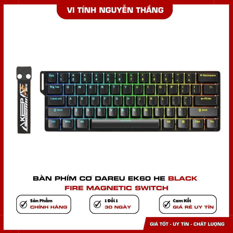 Bàn phím cơ DAREU EK60 HE Black Fire Magnetic Switch thiết kế 60%