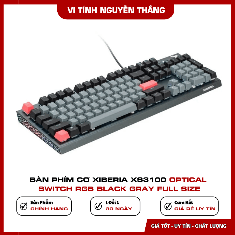 Thiết kế Black Gray và keycap ABS Xiberia XS3100