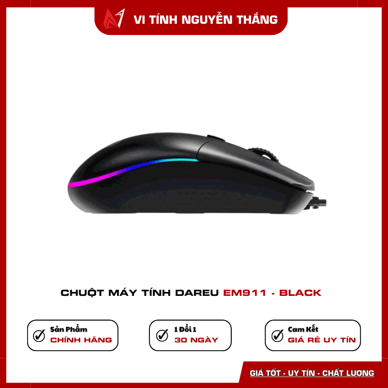 Chuột DareU EM911 Black công thái học