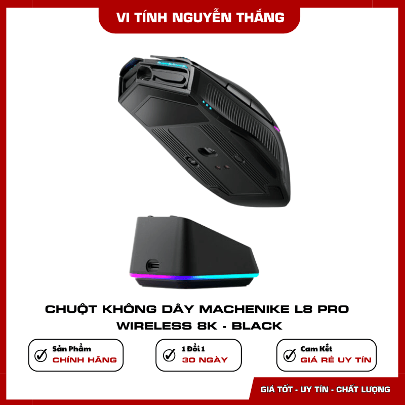 Chuột không dây Machenike L8 Pro Black hỗ trợ kết nối ba chế độ