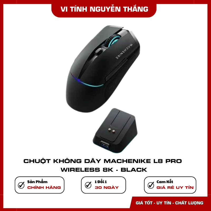Đế sạc và đèn RGB của chuột không dây Machenike L8 Pro Black