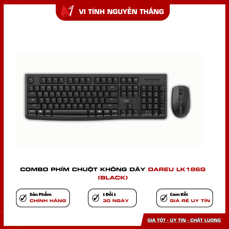 Combo phím chuột không dây DareU LK186G Black