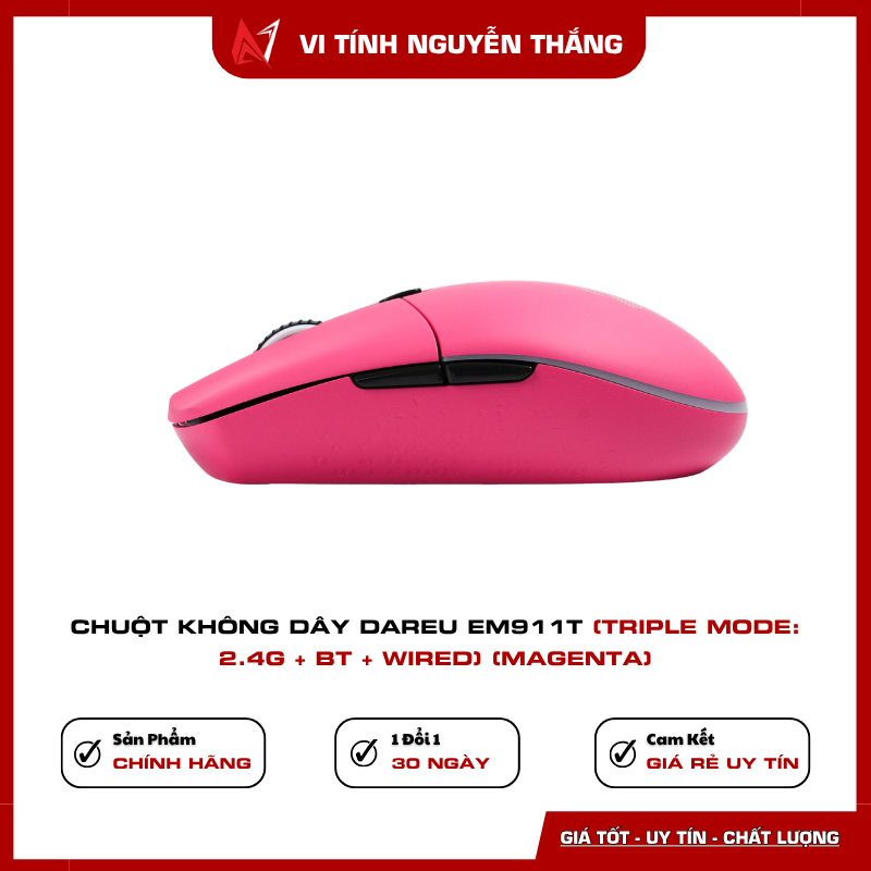 Chuột không dây Dareu EM911T Magenta Triple Mode