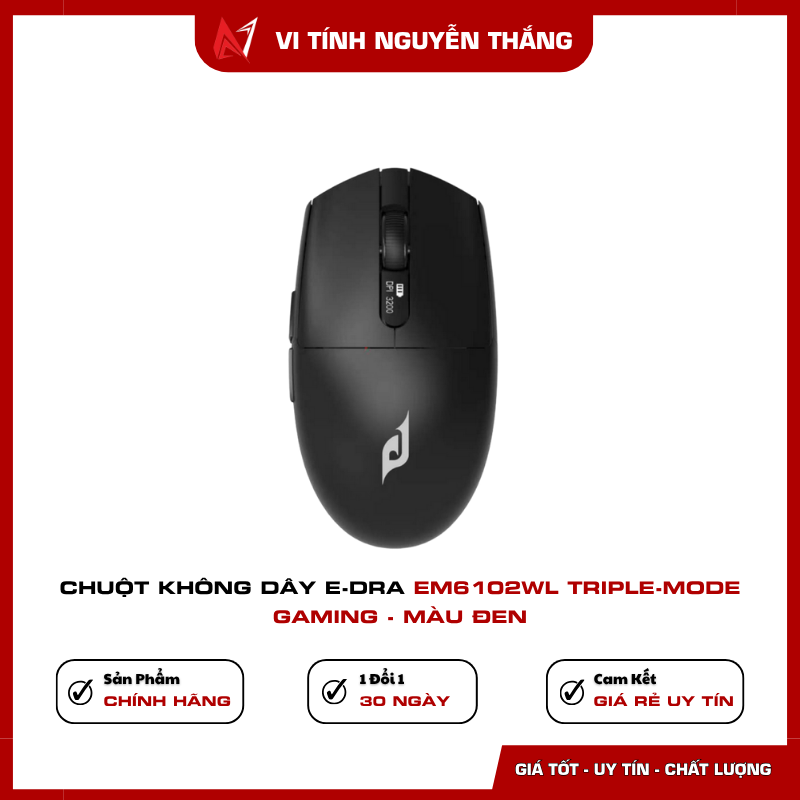 Chuột không dây E-dra EM6102WL Triple-mode Gaming màu Đen Chuột không dây E-dra EM6102WL Triple-mode Gaming màu Đen