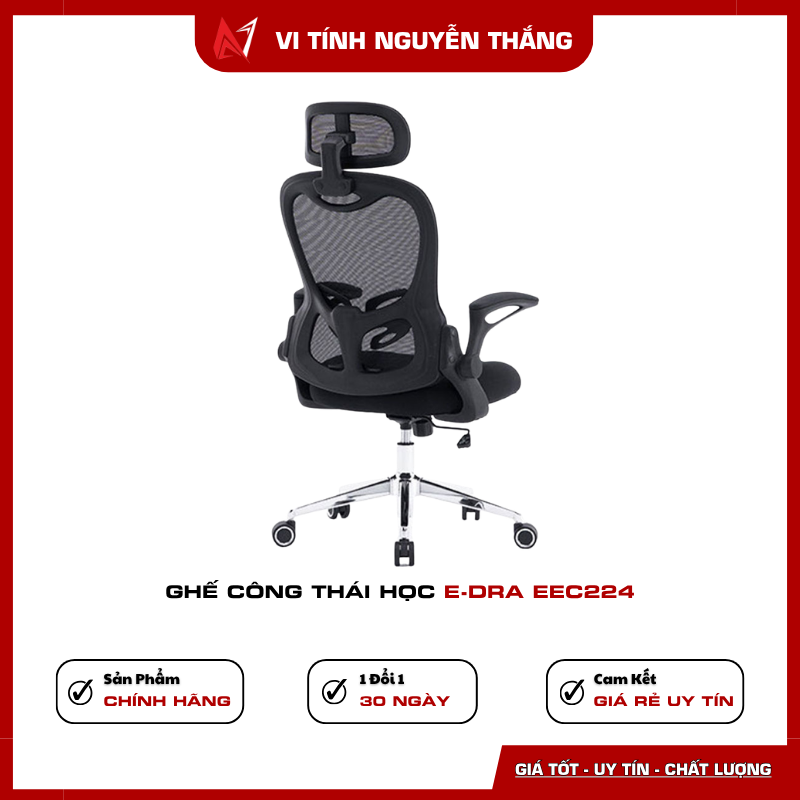 Ghế E-Dra EEC224 lưng lưới thoáng khí màu đen