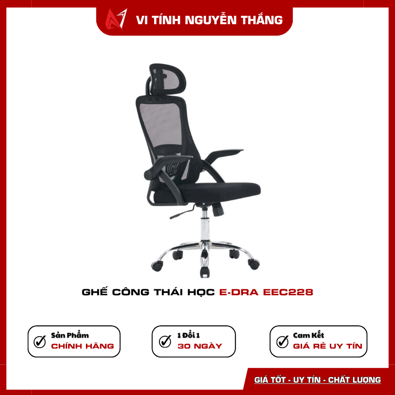 Ghế E-Dra EEC228 lưng lưới đen thoáng khí