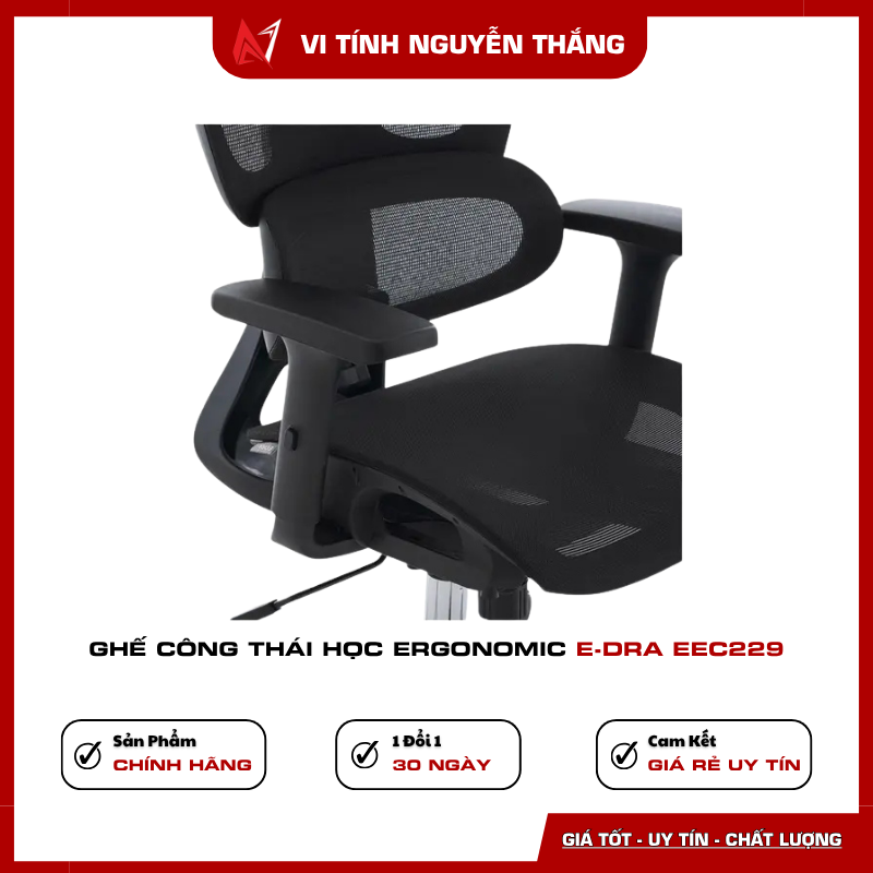 Ghế công thái học E-Dra EEC229 trụ Class 4 chân kim loại bánh xe PU