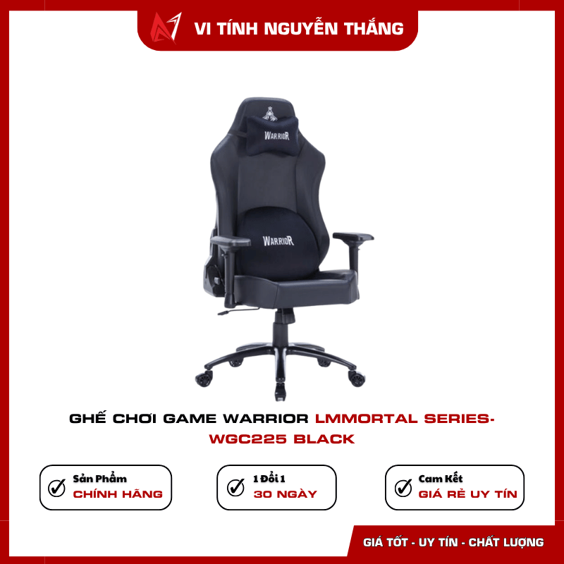 Ghế gaming Warrior WGC225 Black chất liệu da PU