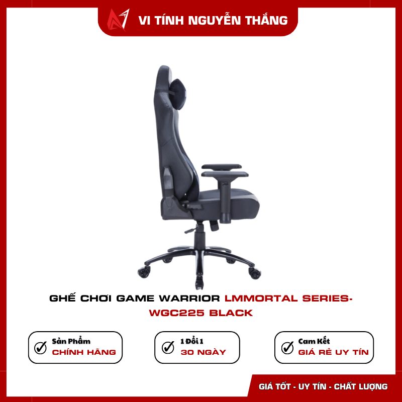 Ghế chơi game Warrior WGC225 Black ngả lưng 160 độ