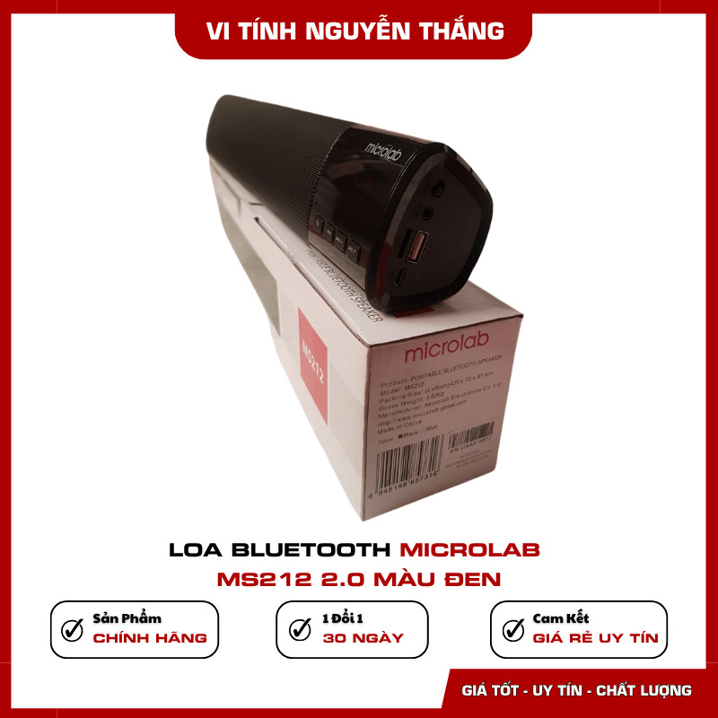 Các cổng kết nối trên loa Bluetooth Microlab MS212