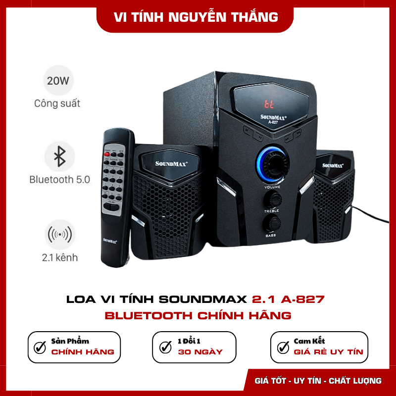 Thiết kế loa Soundmax A-827 hỗ trợ kết nối Bluetooth
