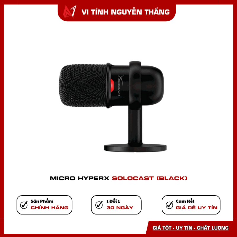 Micro HyperX SoloCast Black cảm ứng mute