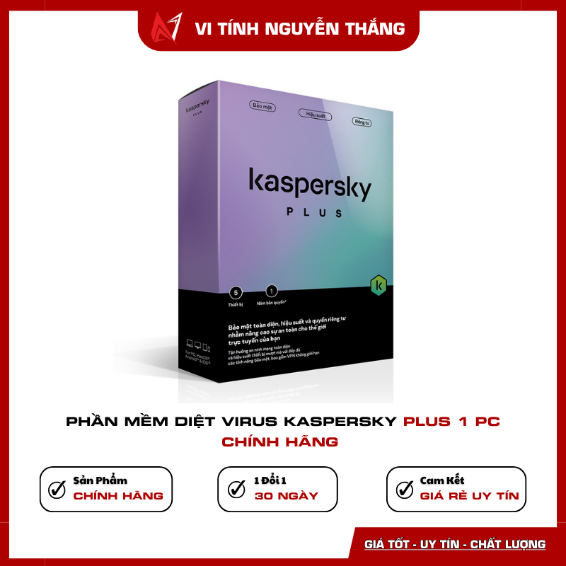 Phần mềm diệt Virus Kaspersky Plus 1 PC Chính hãng bảo vệ máy tính Phần mềm diệt Virus Kaspersky Plus 1 PC Chính hãng bảo vệ máy tính