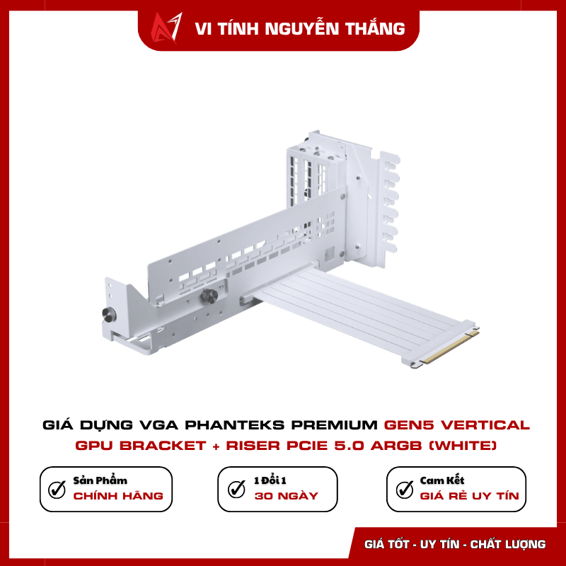 Giá dựng VGA Phanteks White hỗ trợ điều chỉnh góc nghiêng