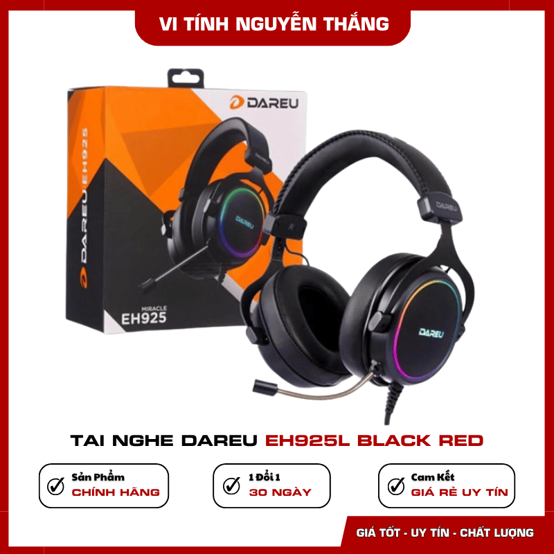 Tai nghe DAREU EH925L Black Red driver 53mm