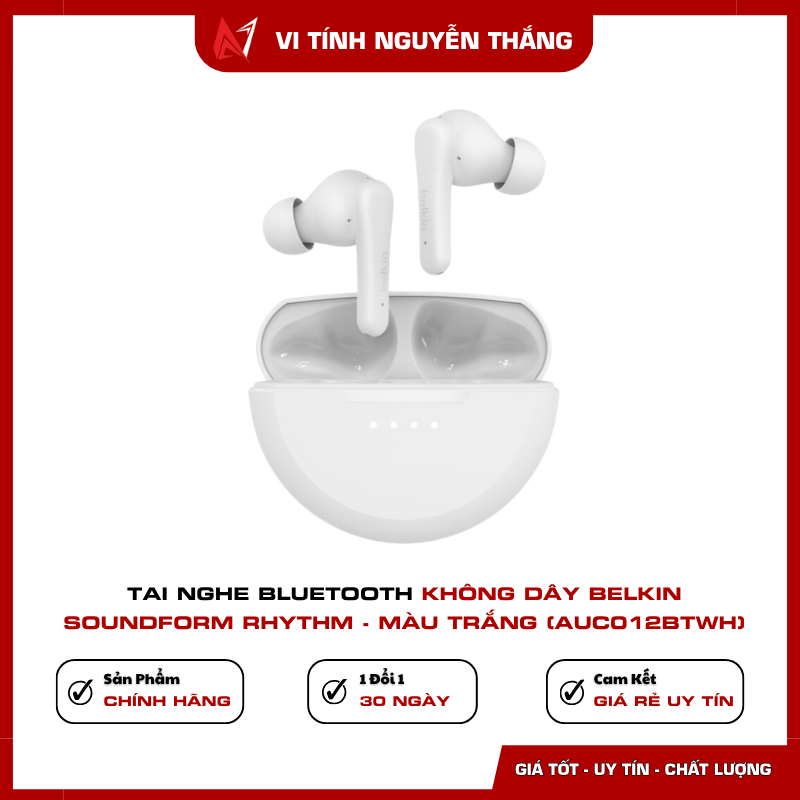 Tai nghe Bluetooth không dây Belkin SoundForm Rhythm màu trắng AUC012BTWH