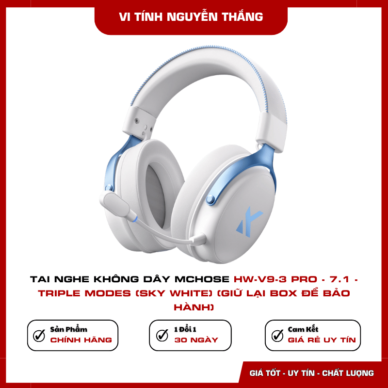 MCHOSE V9 Pro Sky White kết nối Triple Modes