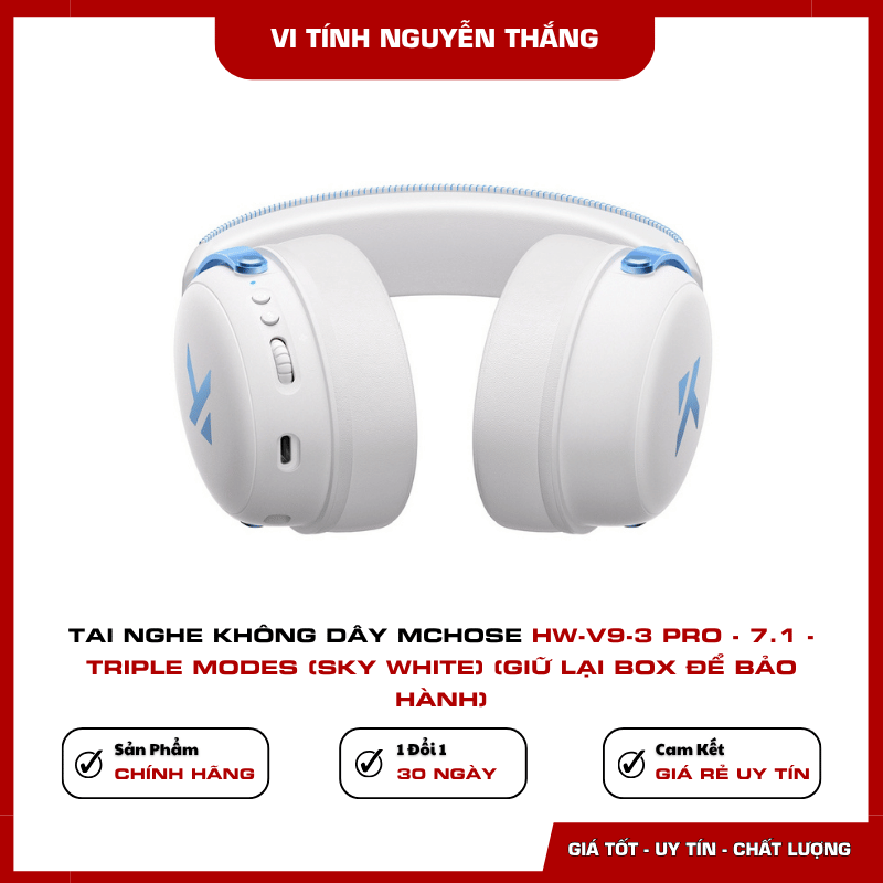 Thiết kế tai nghe MCHOSE V9 Pro màu Sky White