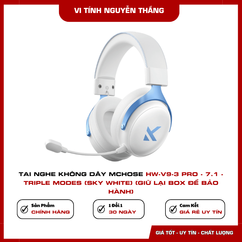 Tai nghe MCHOSE HW-V9-3 Pro Sky White driver 53mm
