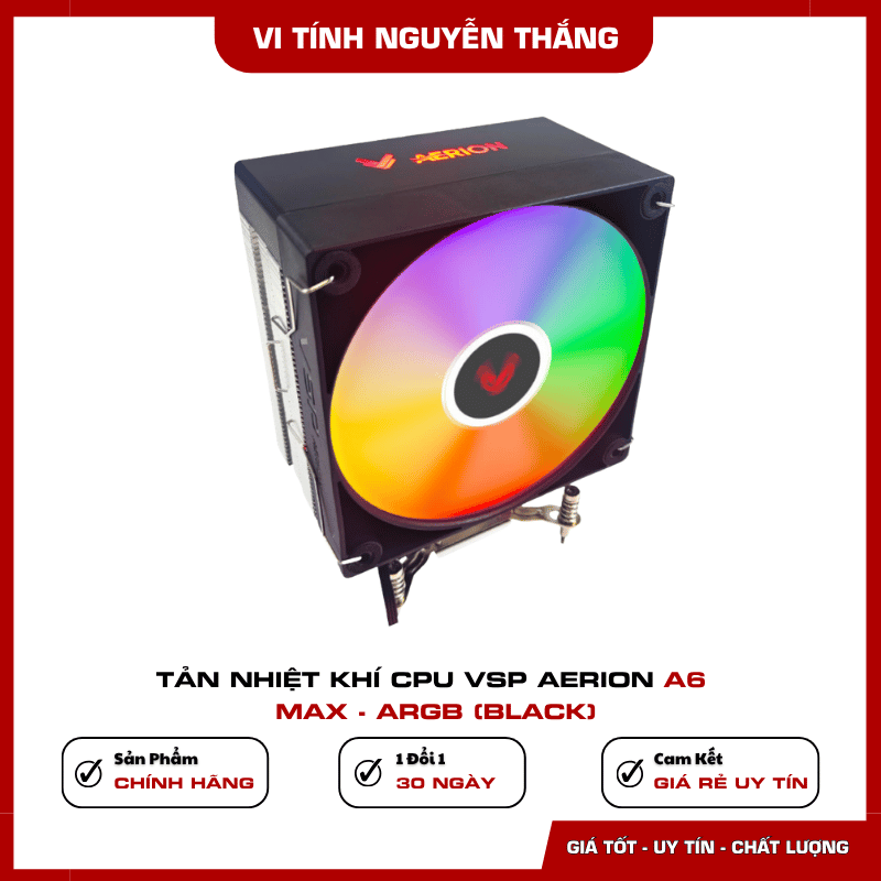 Tản nhiệt CPU VSP AERION A6 MAX Black 6 ống đồng