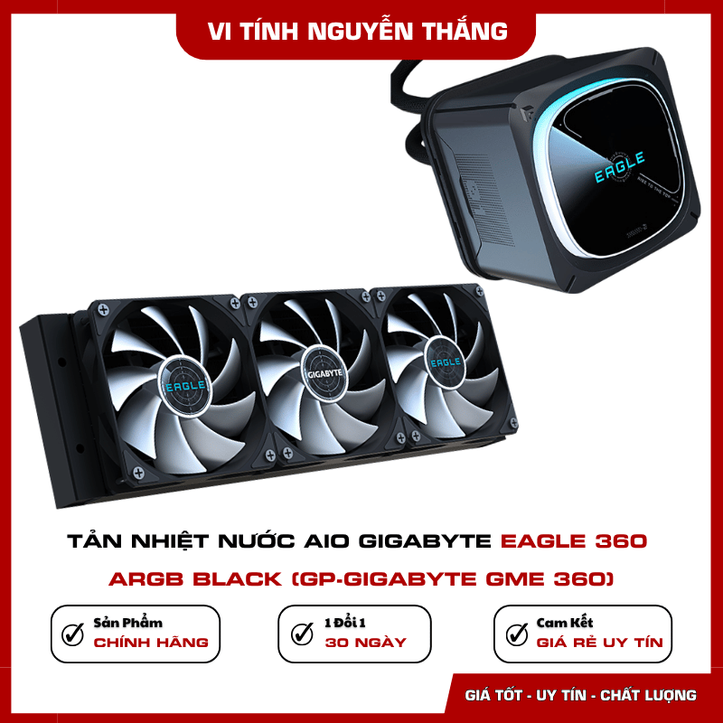Hiệu ứng ARGB trên tản nhiệt GIGABYTE EAGLE 360 Black