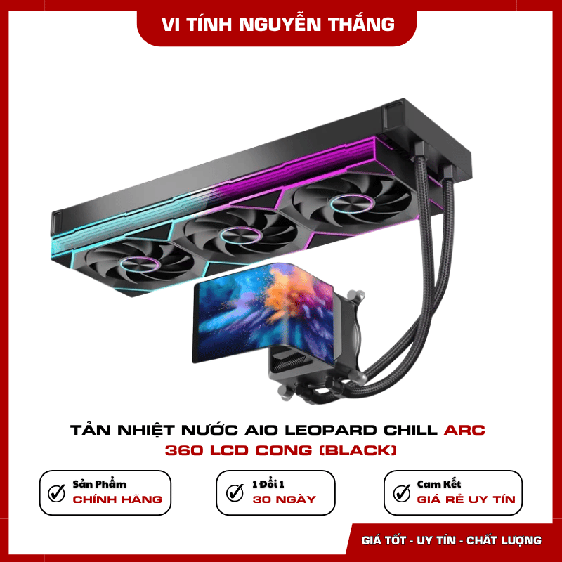 Leopard Chill ARC 360 LCD Cong Black lắp trong PC gaming