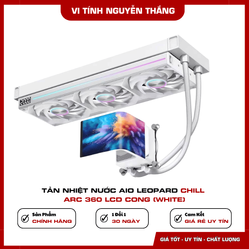 Tản nhiệt nước Leopard Chill ARC 360 màu trắng cho PC gaming