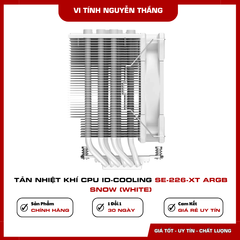Kích thước tản nhiệt khí ID-Cooling SE-226-XT ARGB Snow White