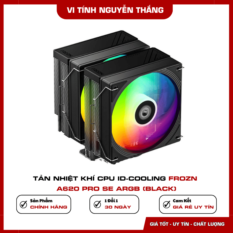 Tản nhiệt ID-Cooling Frozn A620 Pro SE ARGB Black thiết kế tháp đôi