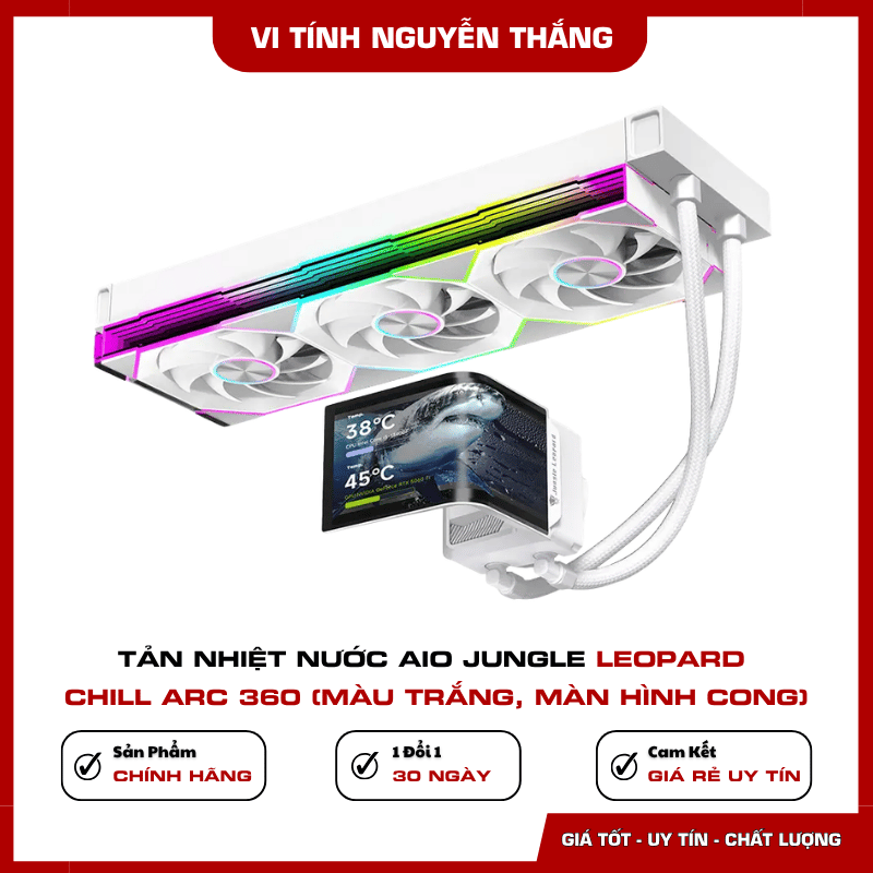 Tản nhiệt Jungle Leopard Chill Arc 360 White màn hình AMOLED cong