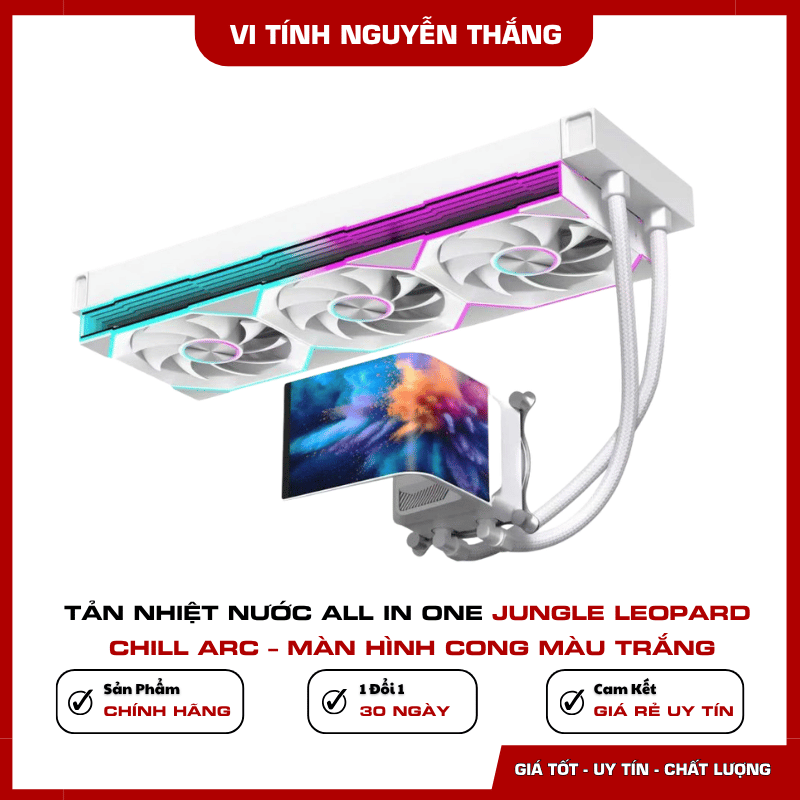 Jungle Leopard Chill Arc màn hình cong màu trắng Tản nhiệt nước Jungle Leopard Chill Arc màn hình cong màu trắng
