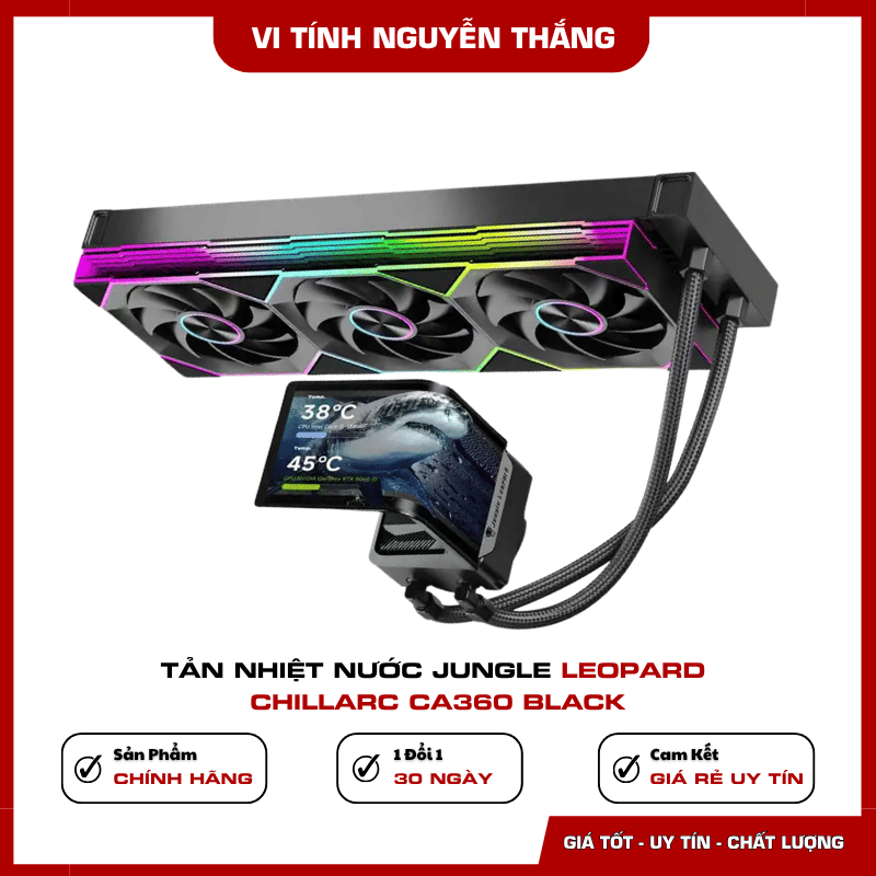 Ba quạt ARGB 120mm trên tản nhiệt Jungle Leopard ChillArc CA360 Black