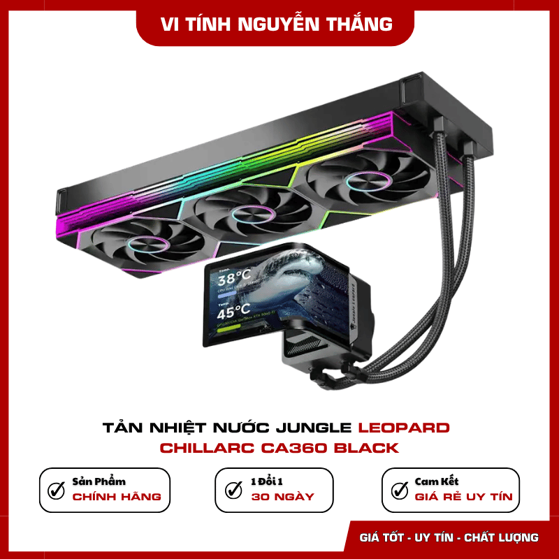 Jungle Leopard ChillArc CA360 Black với màn hình AMOLED cong Tản nhiệt nước Jungle Leopard ChillArc CA360 Black màn hình AMOLED cong 6.67 inch