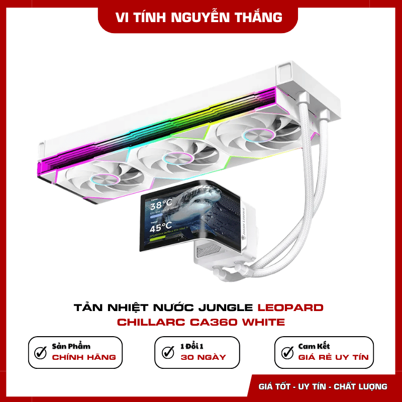 Tản nhiệt nước Jungle Leopard ChillArc CA360 White thiết kế màu trắng