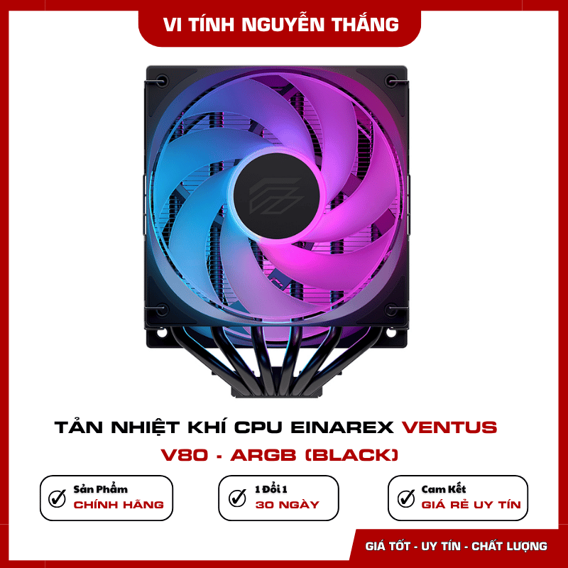 Tản nhiệt khí CPU EINAREX VENTUS V80 ARGB Black 6 ống đồng