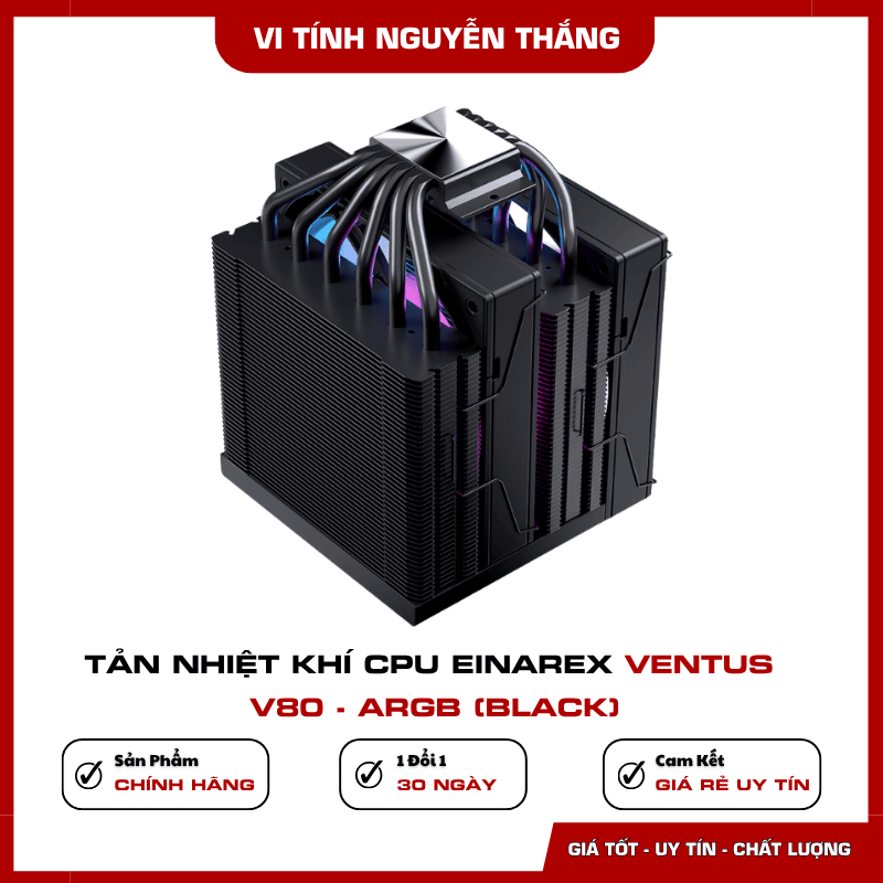 Kích thước và khối lá tản EINAREX VENTUS V80 Black