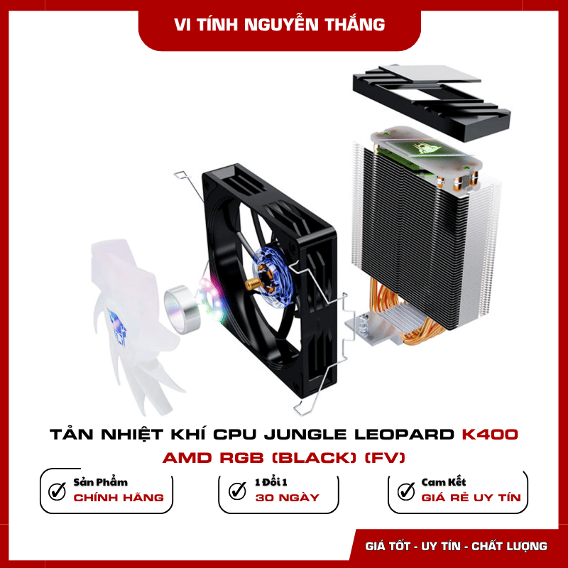 Lắp đặt tản nhiệt khí Jungle Leopard K400 AMD RGB Black cho PC