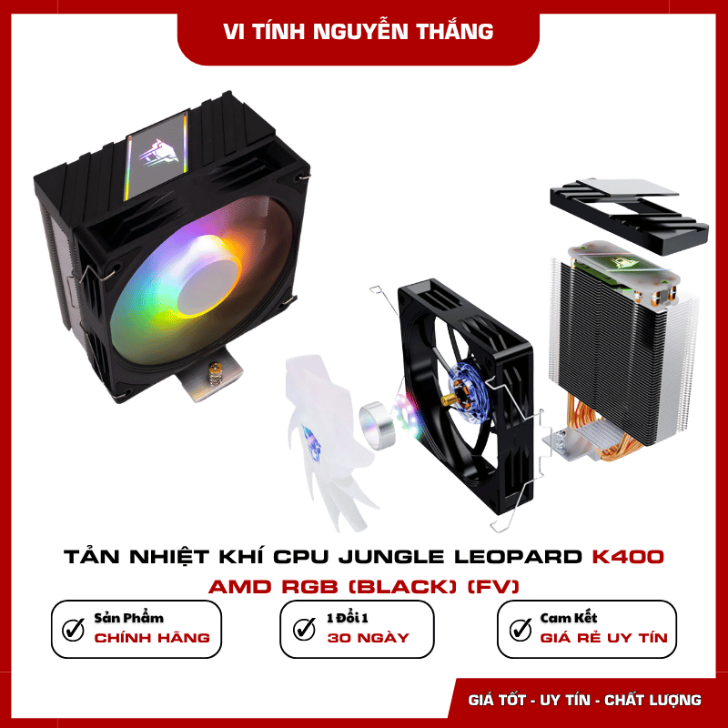 Bốn ống đồng dẫn nhiệt Jungle Leopard K400 AMD RGB Black