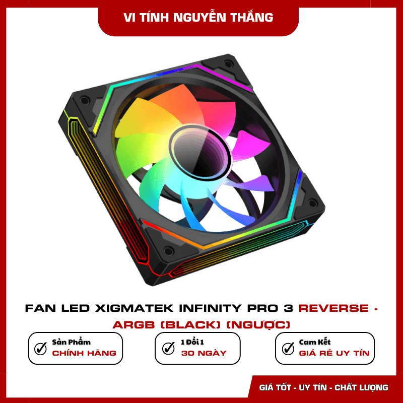 Fan Led Xigmatek Infinity Pro 3 Reverse ARGB Black cánh ngược