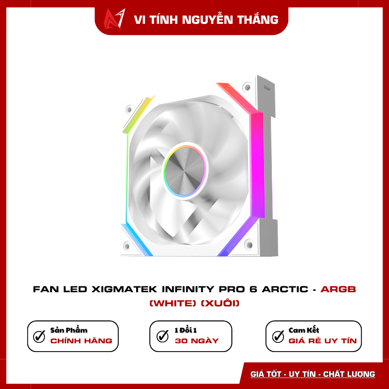 Xigmatek Infinity Pro 6 Arctic LED ARGB tâm quạt và 2 cạnh