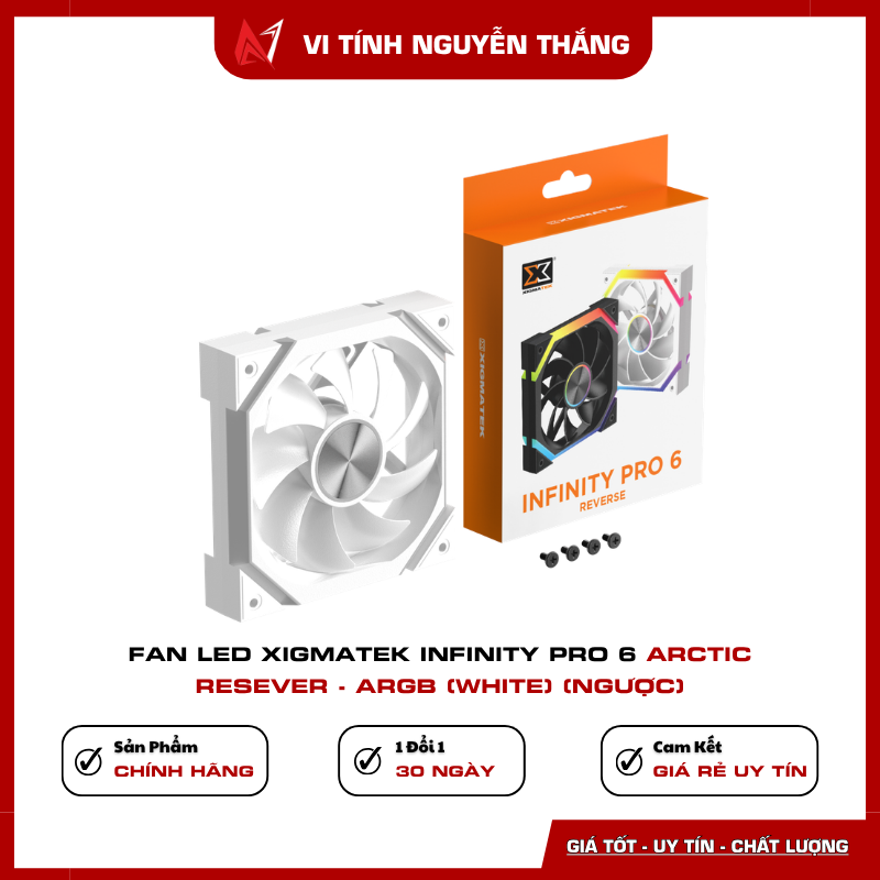 Fan Led Xigmatek Infinity Pro 6 Arctic Reverse ARGB White bản ngược