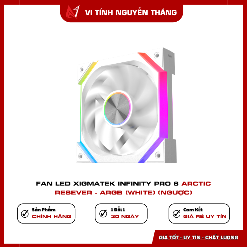 Xigmatek Infinity Pro 6 Arctic Reverse White LED ARGB đẹp cho PC gaming trắng