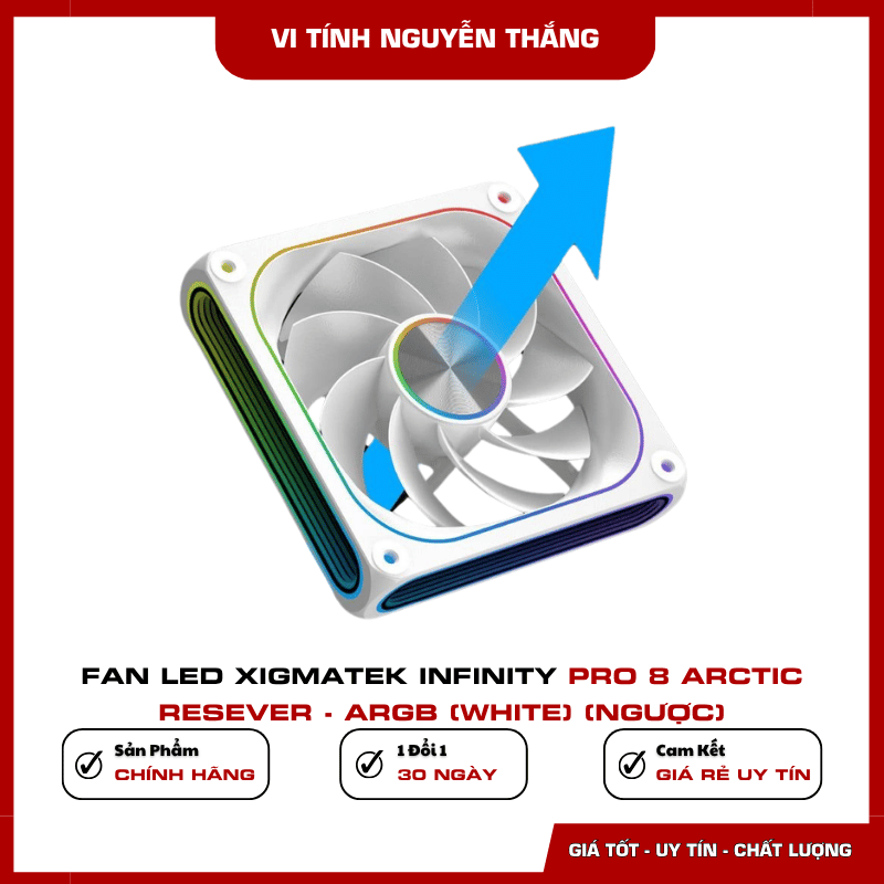 Hiệu năng làm mát của fan Xigmatek Infinity Pro 8 Arctic Reverse 120mm