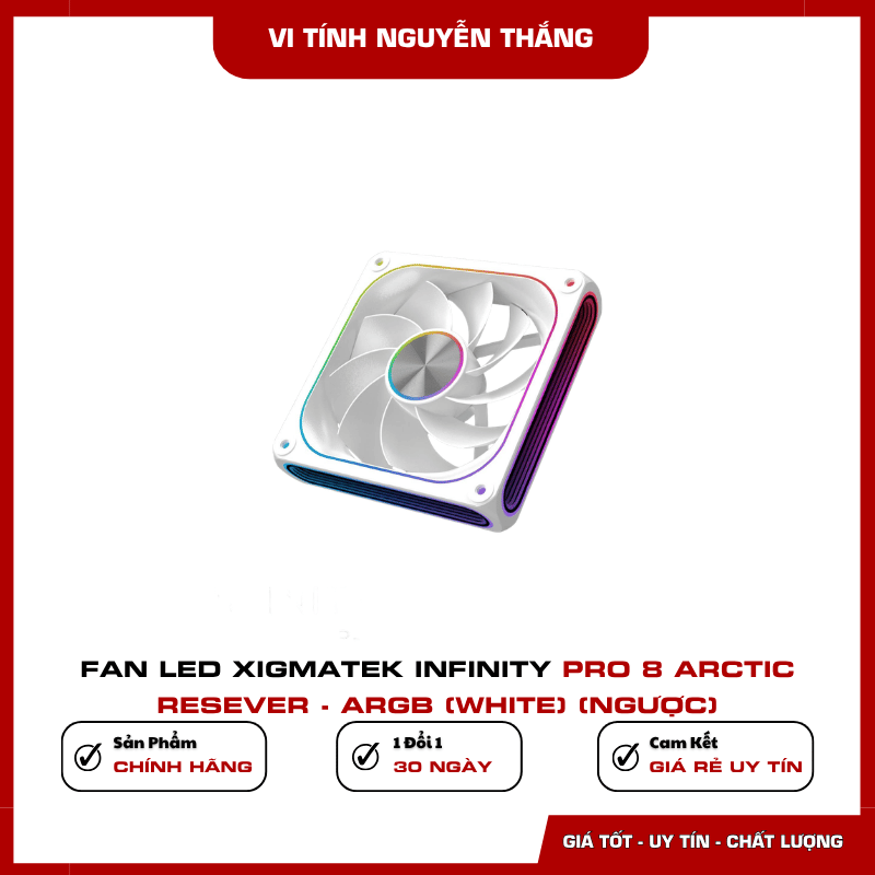 Hiệu ứng LED ARGB Infinity trên quạt Xigmatek Pro 8 Arctic Reverse