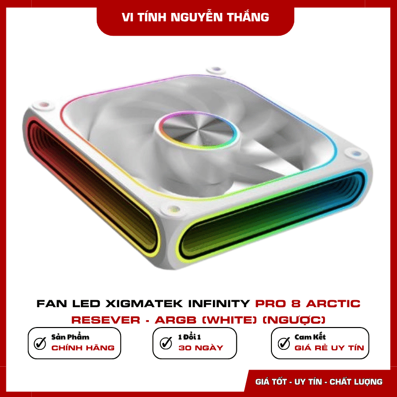 Fan Xigmatek Infinity Pro 8 Arctic Reverse ARGB White gió ngược