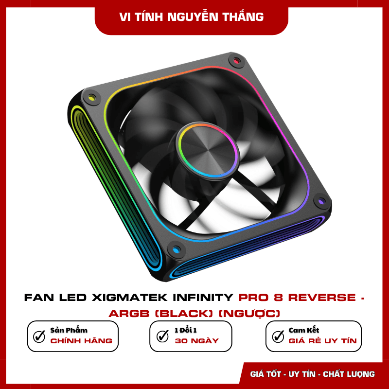 Hiệu ứng LED ARGB Fan Xigmatek Infinity Pro 8 Reverse