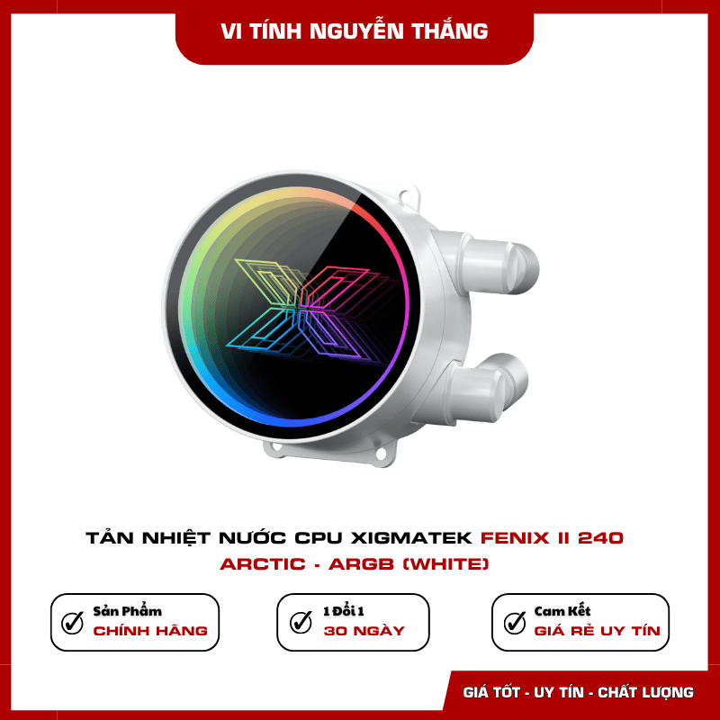 Xigmatek FENIX II 240 Arctic ARGB White phù hợp build PC gaming màu trắng