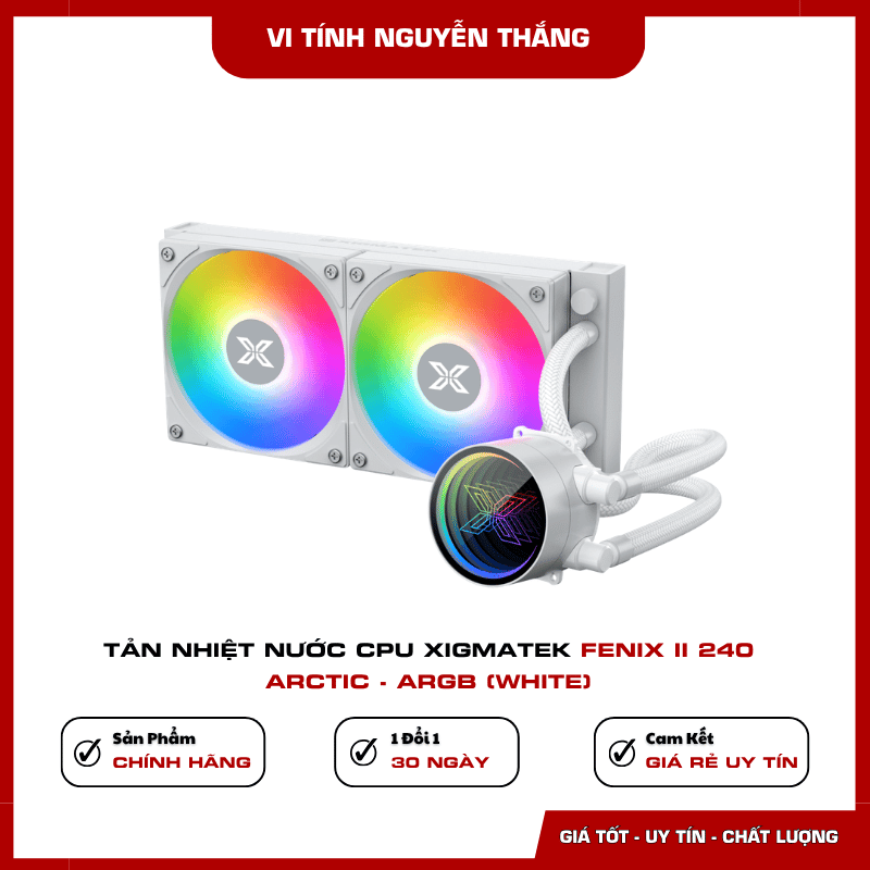 Tản nhiệt nước CPU Xigmatek FENIX II 240 Arctic ARGB White thiết kế trắng