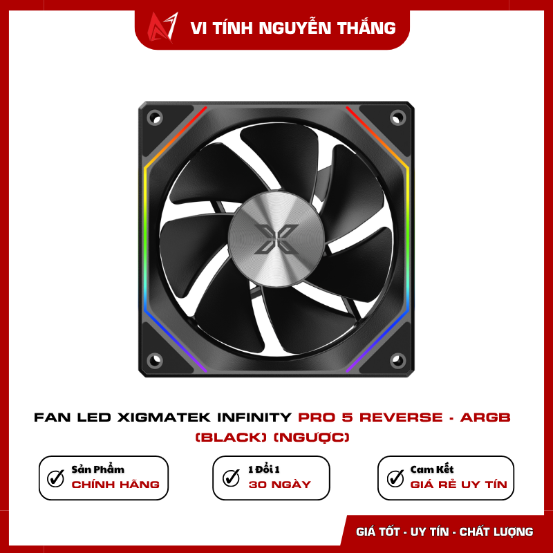 Fan Led Xigmatek Infinity Pro 5 Reverse ARGB Black thiết kế fan ngược