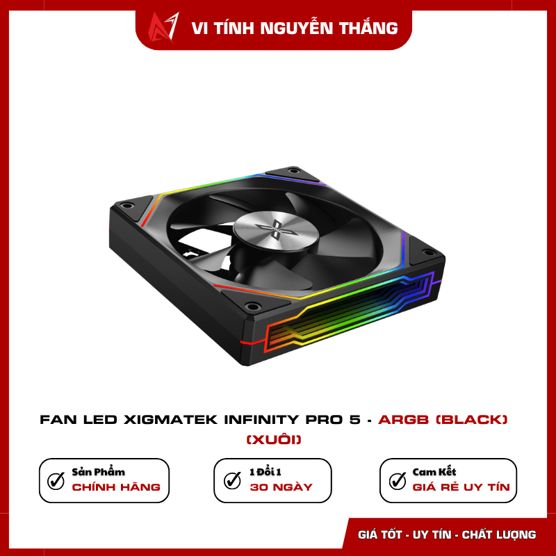 Fan Xigmatek Infinity Pro 5 Black hỗ trợ PWM và ARGB 5V